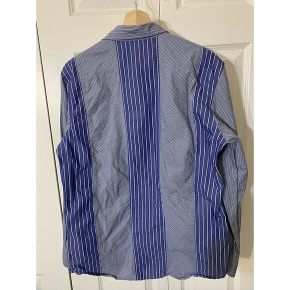 Tommy Hilfiger Red Label Western Pearl-Snap Button Blue-White Stripe M Long Slve - Picture 7 of 7